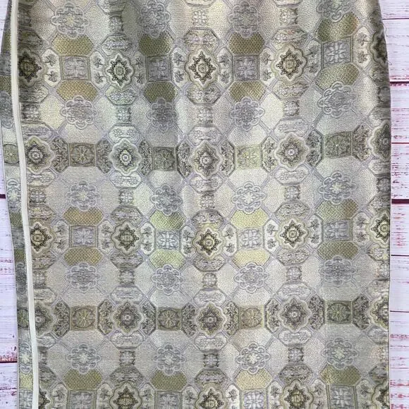 Vintage Carlisle Silk Jaquard Skirt 6 Gold Metallic Color Glam Lux Quiet Money - Picture 4 of 12